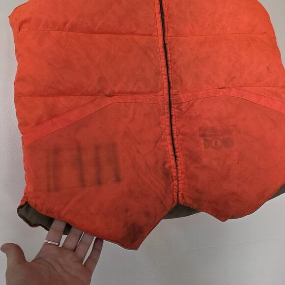 Vintage Kmart Reversible Down Hunting Vest Mens M Beige Orange Full Zip Gorpcore - Picture 6 of 11